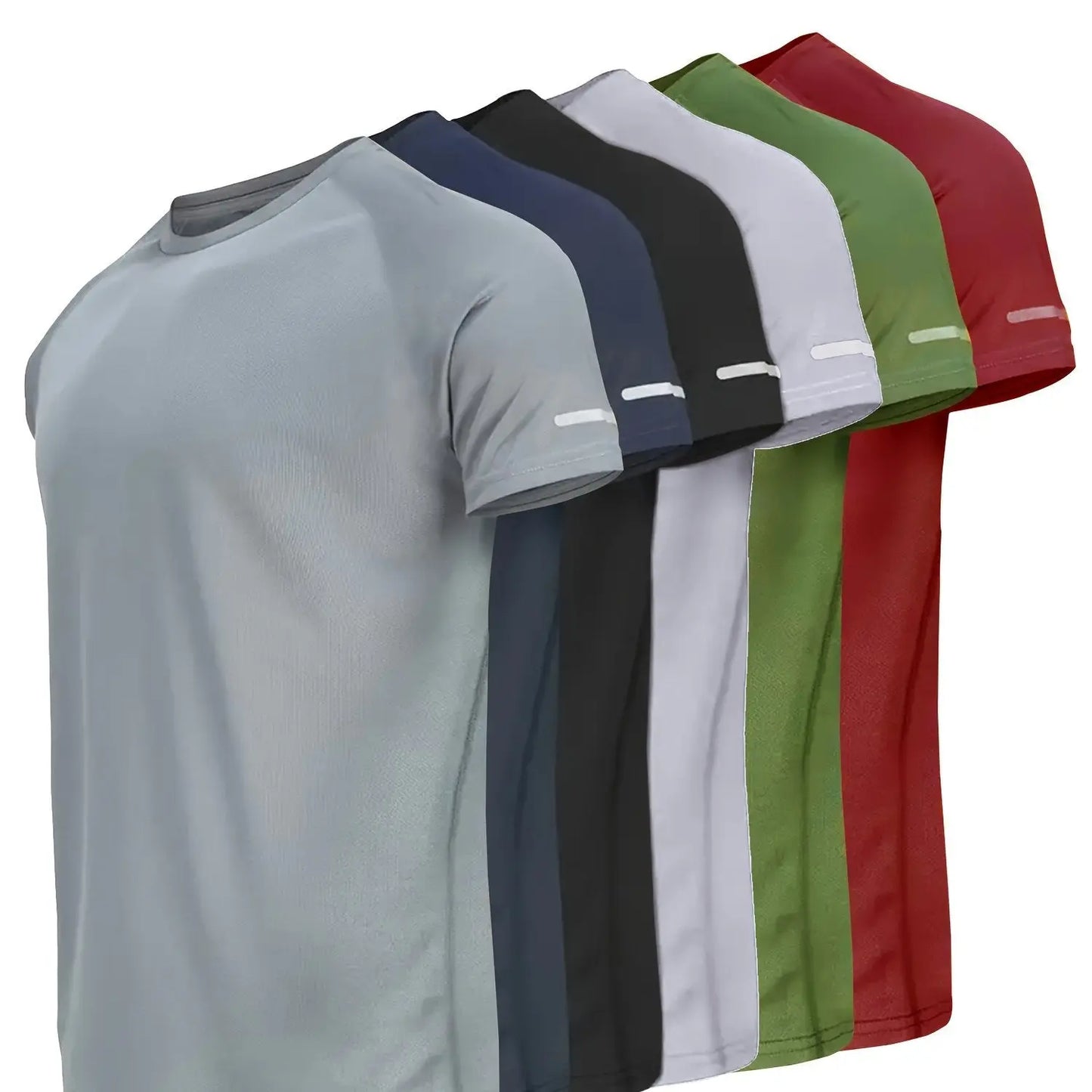Pack Quick-Dry Athletic T-Shirts with Reflective Stripes - 6