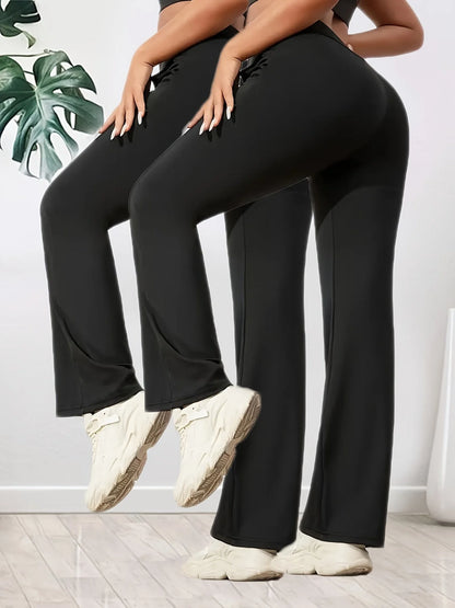 Damen-Hosen mit hohem Bund und weitem Bein – 2er-Pack